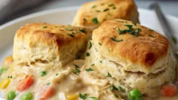 Simple Chicken Pot Pie with Biscuits
