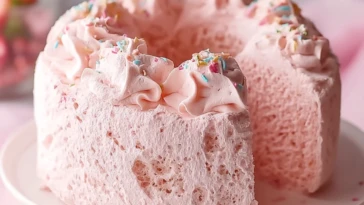 Beautiful Pink Angel Food Cake