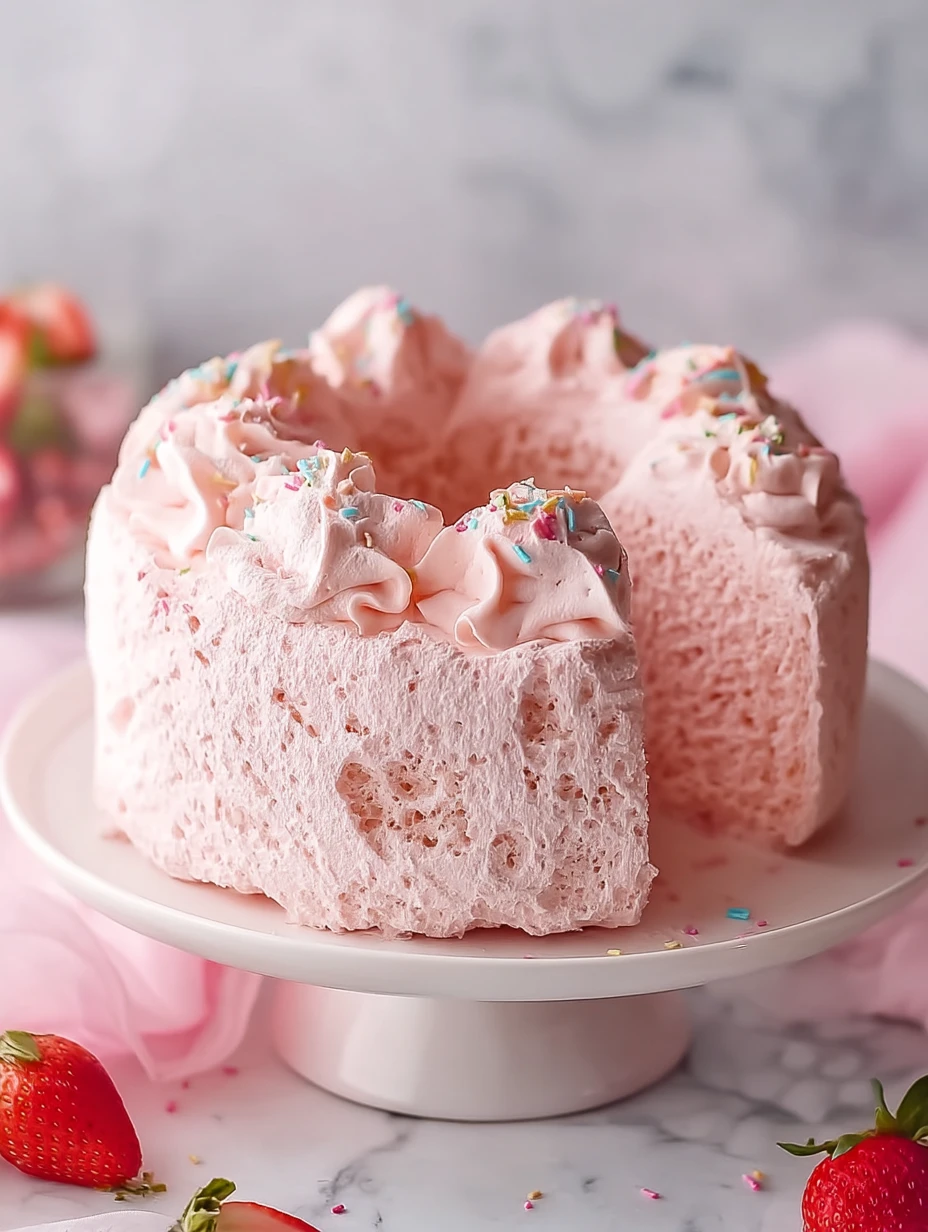 Beautiful Pink Angel Food Cake
