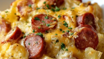 Kielbasa Sausage Cheesy Potato Casserole