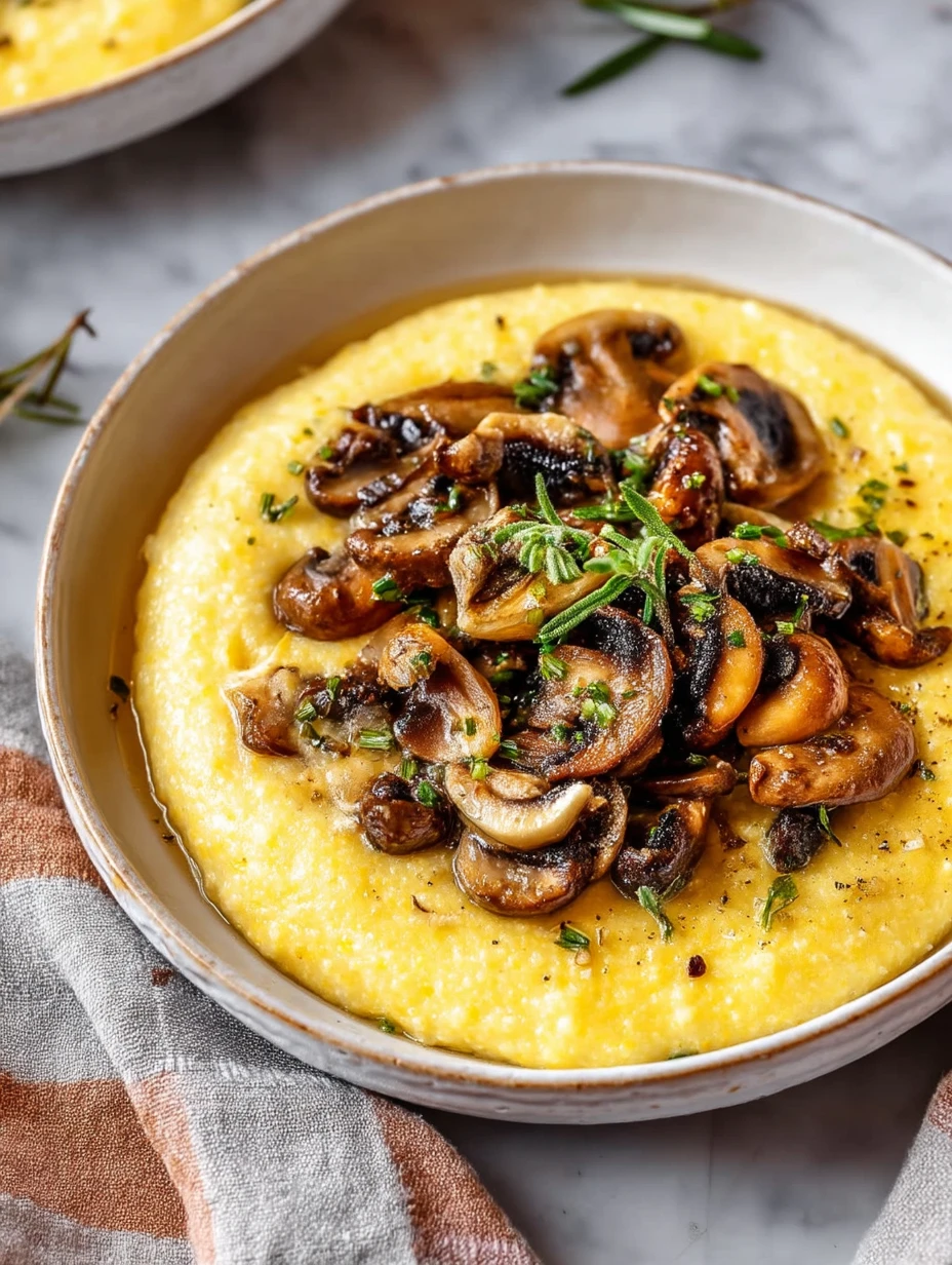 Creamy Garlic Polenta With Mushrooms
