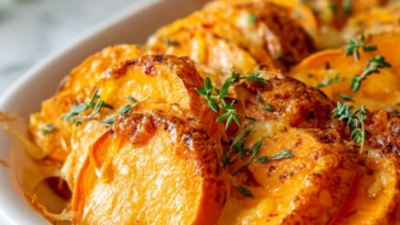 Garlic Scalloped Sweet Potatoes