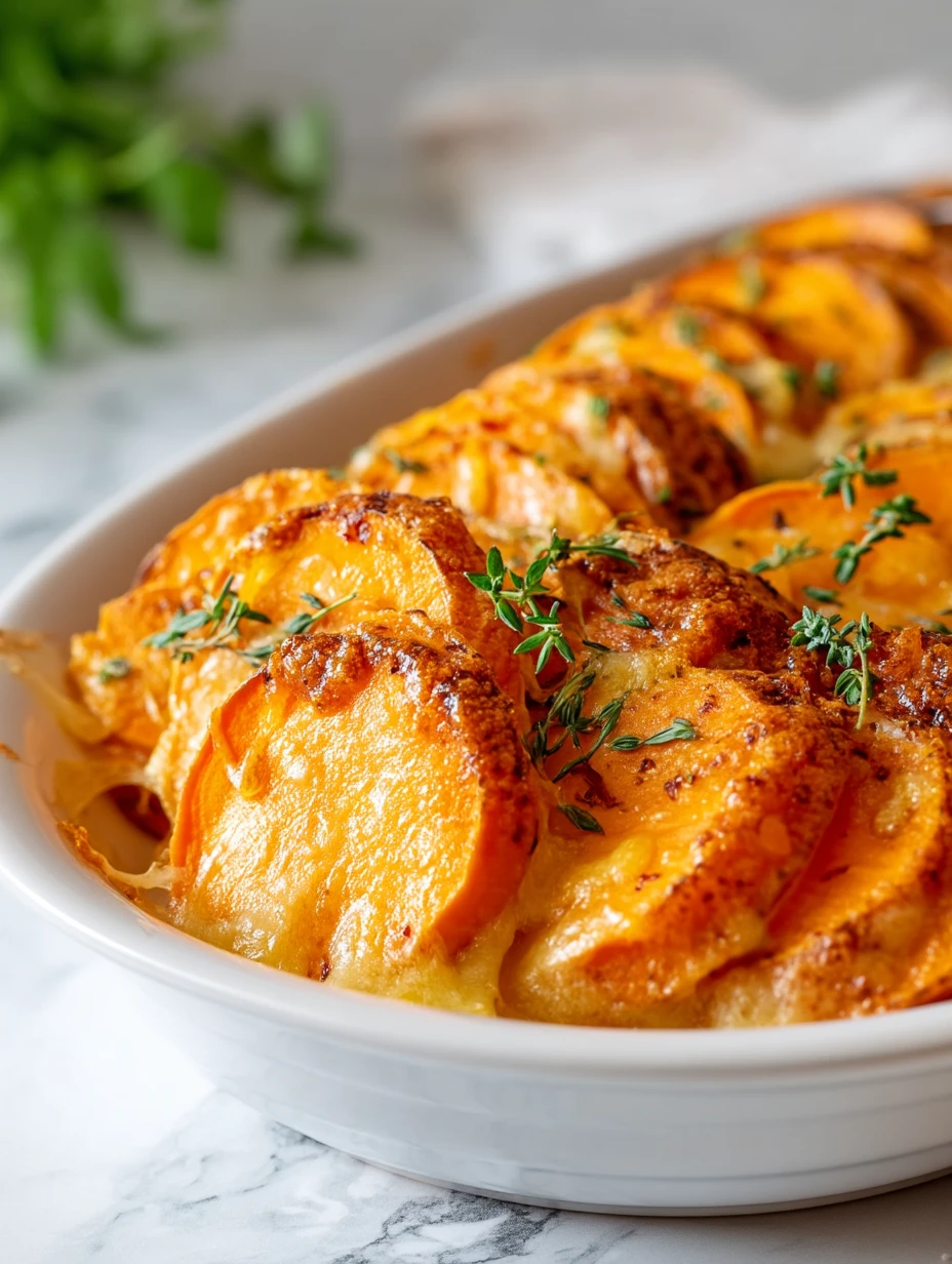 Garlic Scalloped Sweet Potatoes