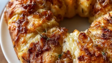 Caramelized Onion & Gruyère Stuffed Bread Wreath