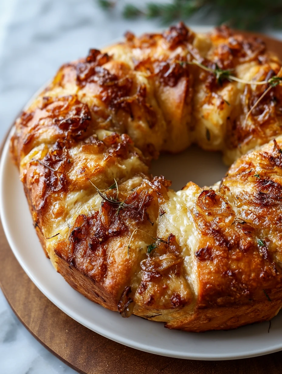 Caramelized Onion & Gruyère Stuffed Bread Wreath