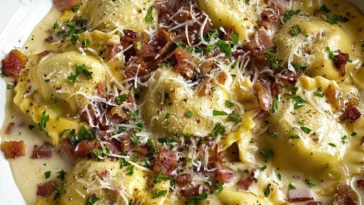 Easy Olive Garden-Inspired Ravioli Carbonara