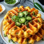 Spicy Cheddar Jalapeño Cornbread Waffles