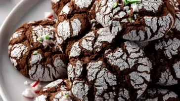 Holiday Chocolate Peppermint Crinkle Cookies