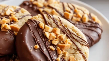 Chocolate Dipped Toffee Cookies