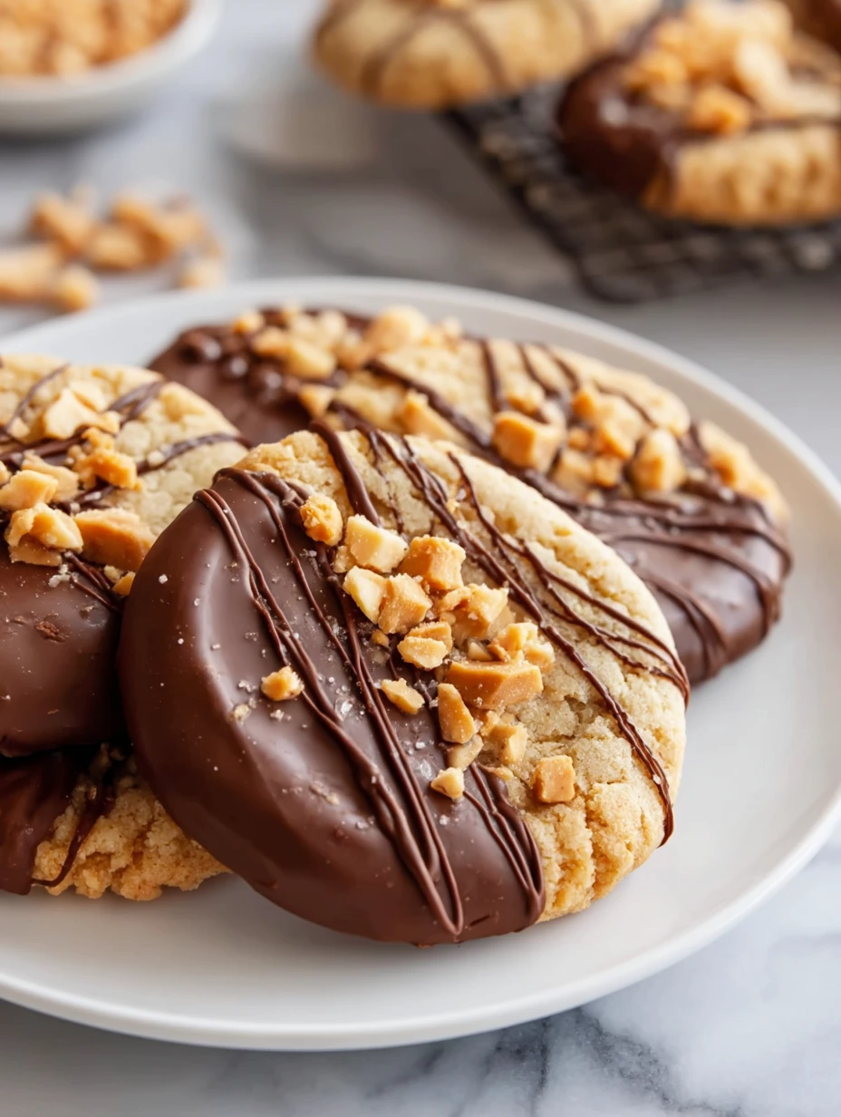 Chocolate Dipped Toffee Cookies