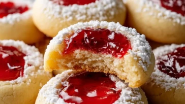 Christmas Thumbprint Cookies with Raspberry Jam