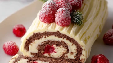 White Chocolate Raspberry Yule Log