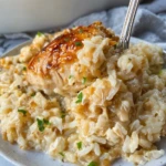 Dump & Bake Creamy Rice & Chicken
