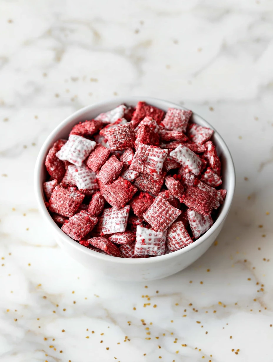 Easy Red Velvet Puppy Chow