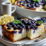 High-Protein Lemon Blueberry Breakfast Bake with Cottage Cheese