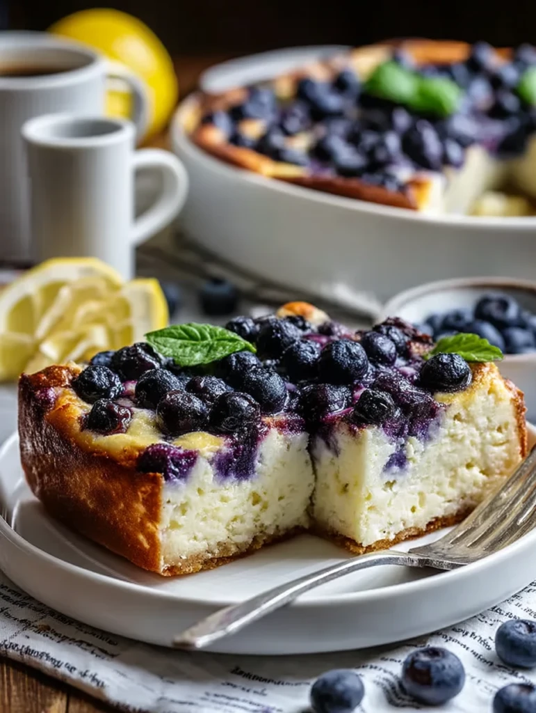 High-Protein Lemon Blueberry Breakfast Bake with Cottage Cheese