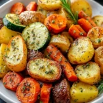 Garlic Herb Roasted Potatoes Carrots and Zucchini