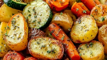 Garlic Herb Roasted Potatoes Carrots and Zucchini