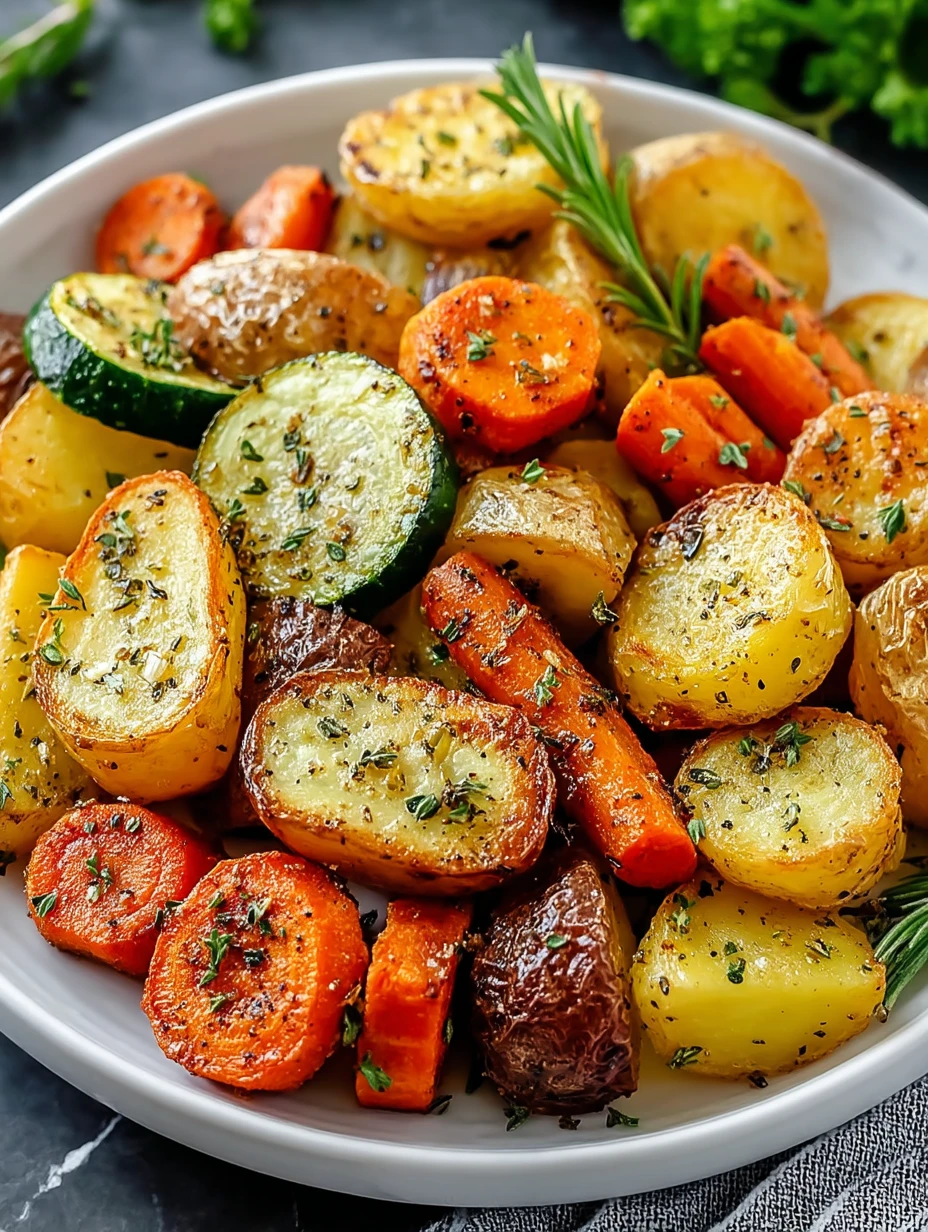 Garlic Herb Roasted Potatoes Carrots and Zucchini