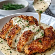 Creamy Parmesan Crusted Chicken with Garlic Sauce