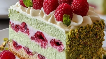 Heavenly Pistachio Raspberry Dream Cake