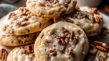 Frosted Butter Pecan Cookies