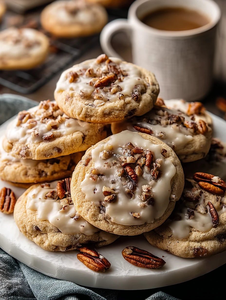 Frosted Butter Pecan Cookies