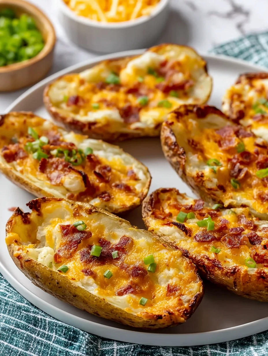 Cheddar Oven Baked Potato Skins