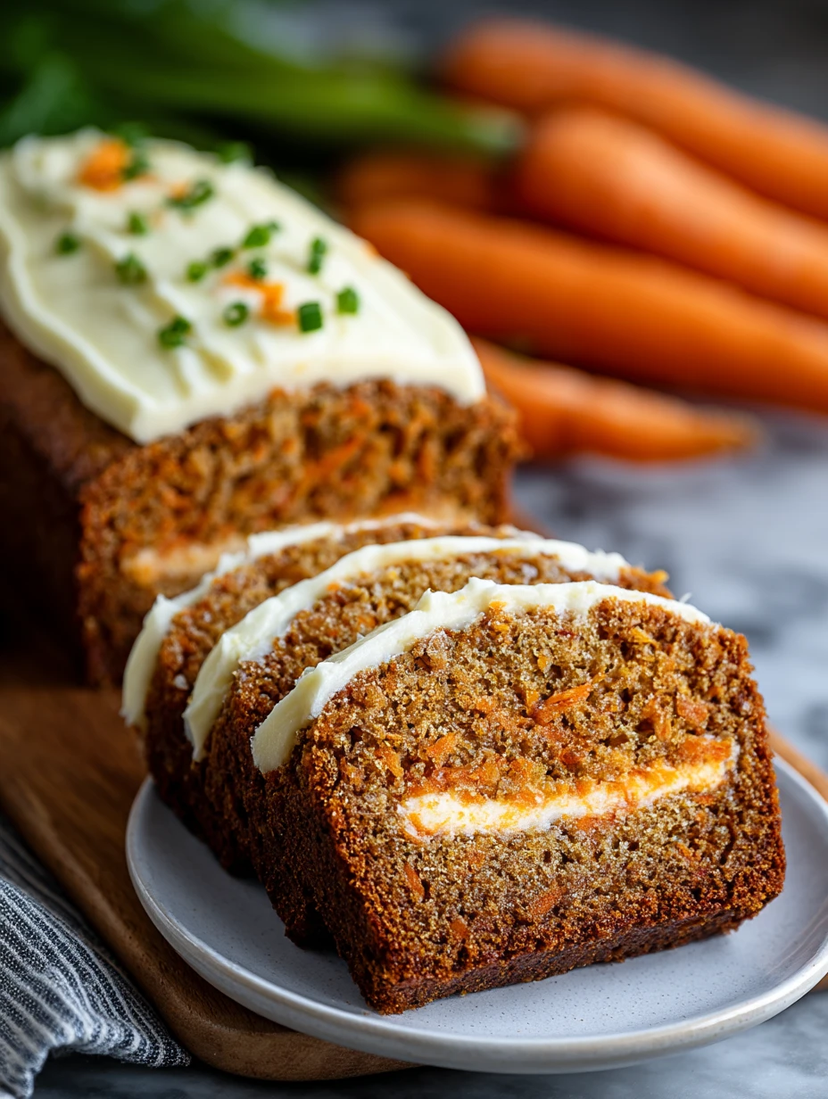 Cream Cheese Filled Carrot Cake Loaf