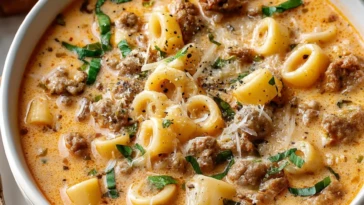 Creamy Parmesan Italian Sausage Ditalini Soup