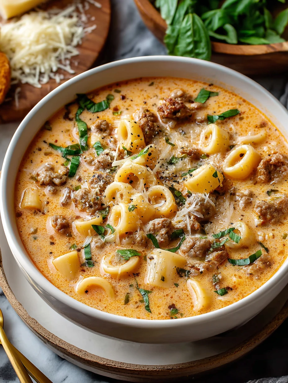 Creamy Parmesan Italian Sausage Ditalini Soup