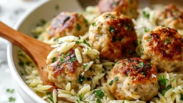 Quick Greek Chicken Meatballs With Lemon Orzo