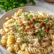 Slow Cooker Garlic Parmesan Chicken Pasta