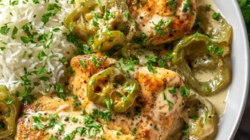 Flavorful Creamy Pepperoncini Chicken Skillet