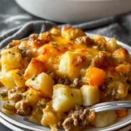 Cheesy Ground Beef Casserole Made With Frozen Potatoes