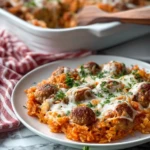 Easy Cheesy Meatball & Rice Dinner Casserole