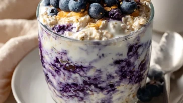 Blueberry Cottage Cheese Overnight Oats