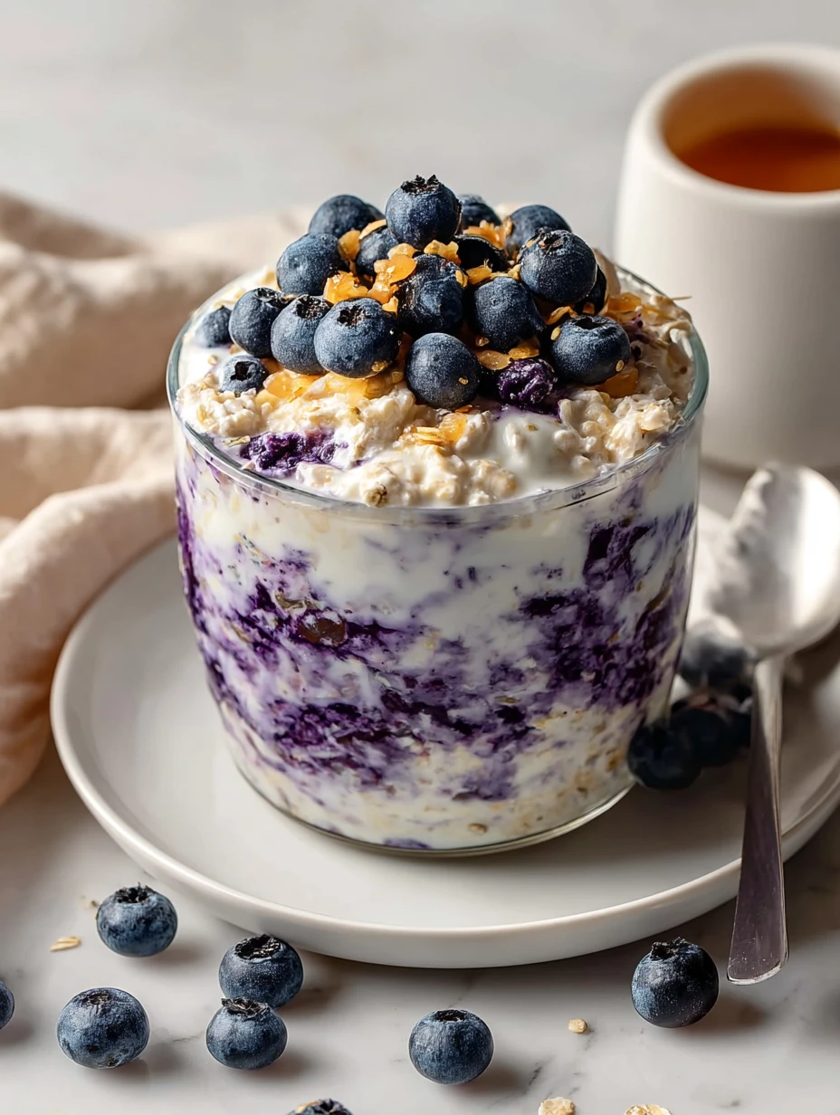 Blueberry Cottage Cheese Overnight Oats