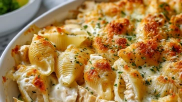 Cheesy Chicken Shells — The Ultimate Creamy, Comforting Pasta Bake