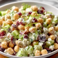 Chickpea Cranberry Salad (Creamy Feta Dressing)