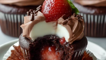 Chocolate Strawberry Jam Cupcakes