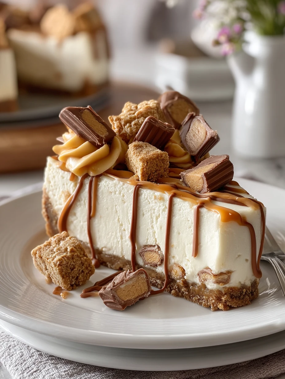White Chocolate Reese’s Dream Cheesecake