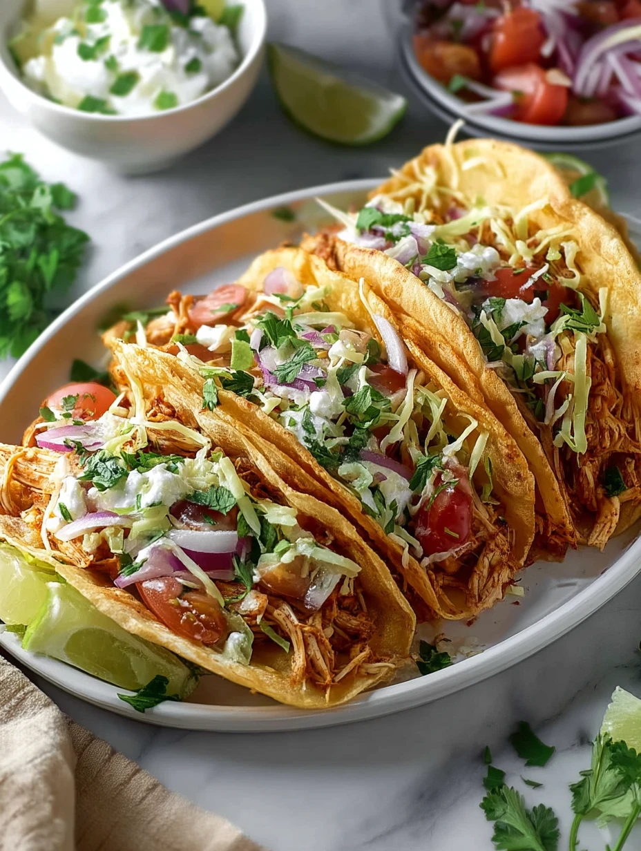 Perfect Slow Cooker Shredded Chicken Tacos