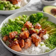 Flaky Teriyaki Salmon Bowls