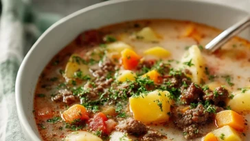 Homemade Ground Beef and Potato Soup