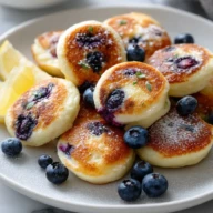 Blueberry Lemon Cottage Cheese Pancake Bites