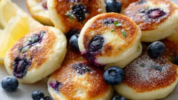 Blueberry Lemon Cottage Cheese Pancake Bites