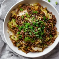 Low-Carb Mongolian Ground Beef & Cabbage