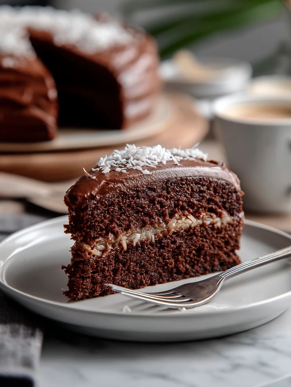 Moist Chocolate Coconut Cake with Chocolate Frosting