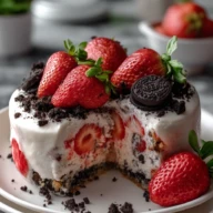 Strawberry Cake with Oreo Crumble